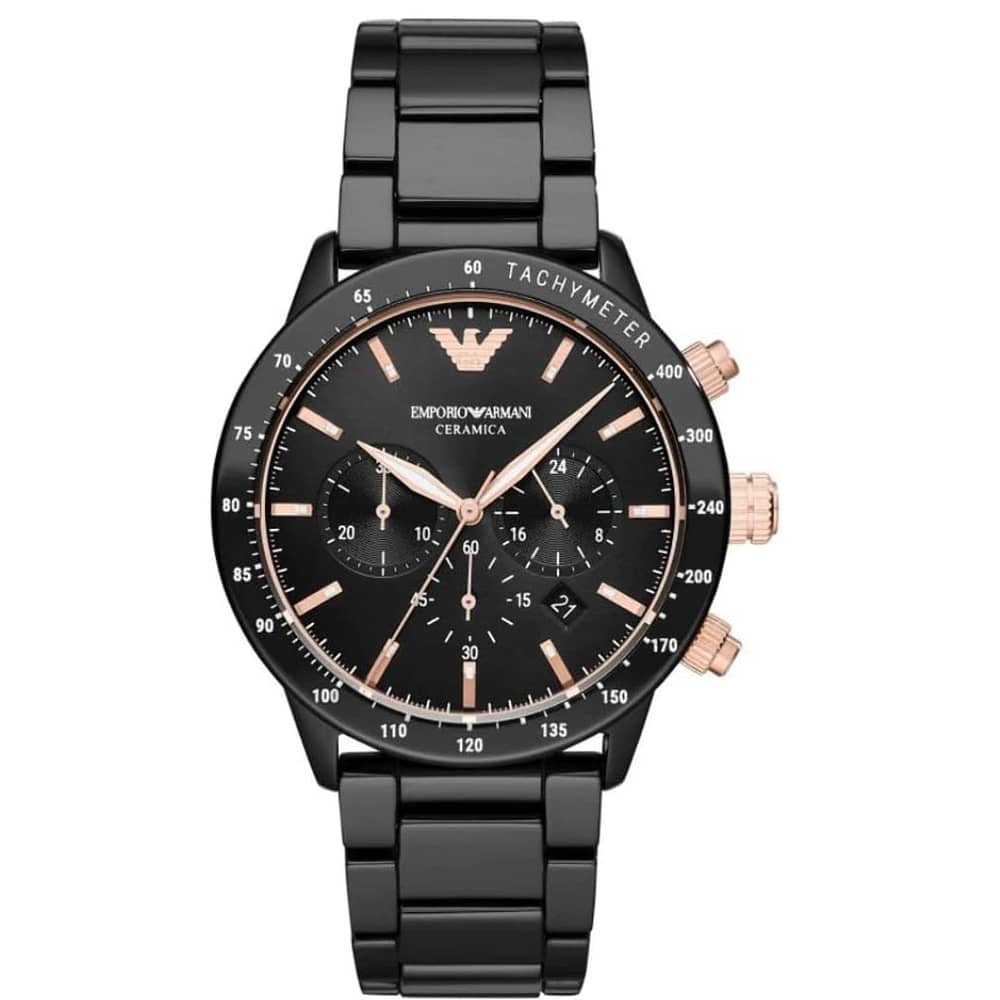 Emporio Armani Men’s Quartz Black Ceramic Black Dial 43mm Watch AR70002