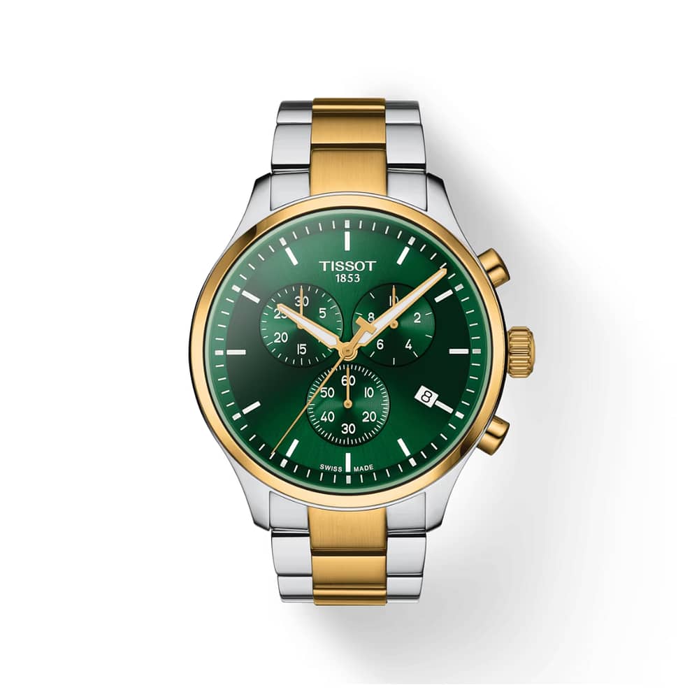 TISSOT Men’s Swiss Made Quartz Two-tone Stainless Steel Green Dial 45mm Watch T116.617.22.091.00