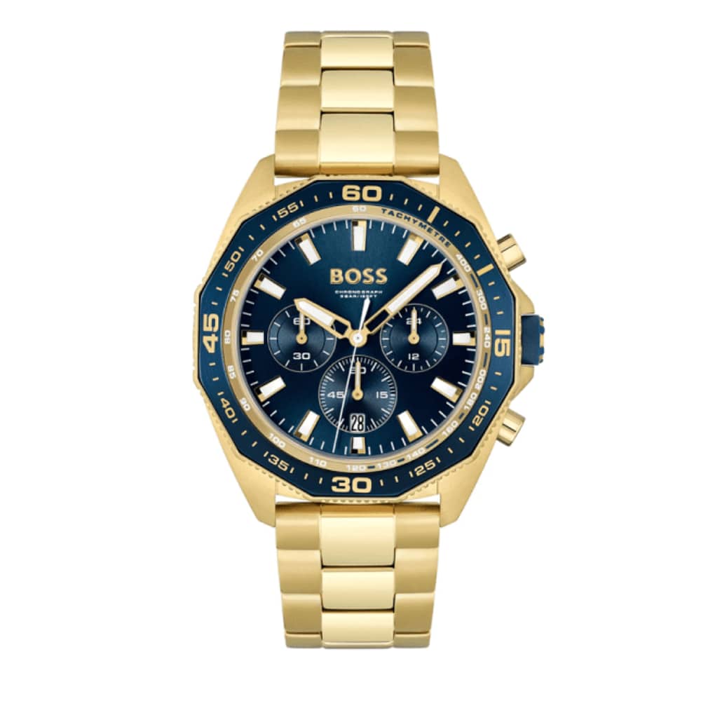 Hugo Boss Men’s Quartz Gold Stainless Steel Blue Dial 44mm Watch 1513973