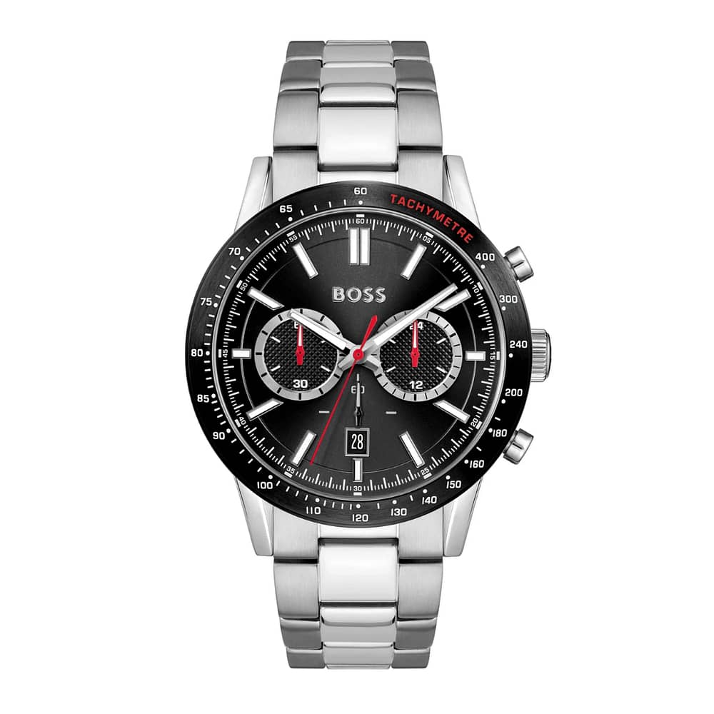 Hugo Boss Men’s Quartz Silver Stainless Steel Black Dial 44mm Watch 1513922