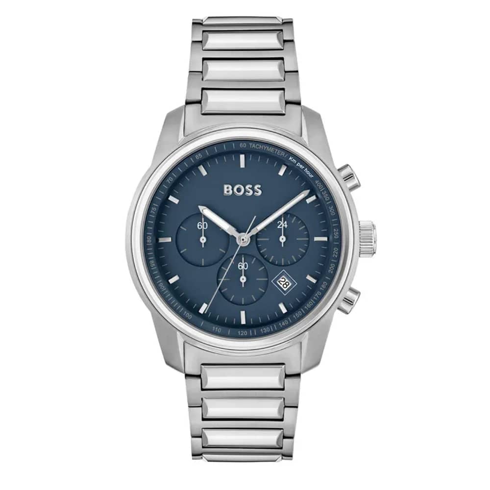 Hugo Boss Men’s Quartz Silver Stainless Steel Blue Dial 44mm Watch 1514007