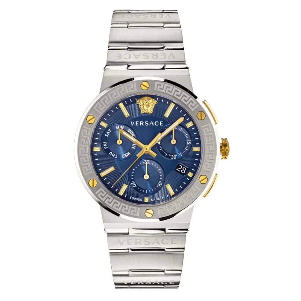 Versace Men’s Quartz Swiss Made Silver Stainless Steel Blue Dial 43mm Watch VEZ900221