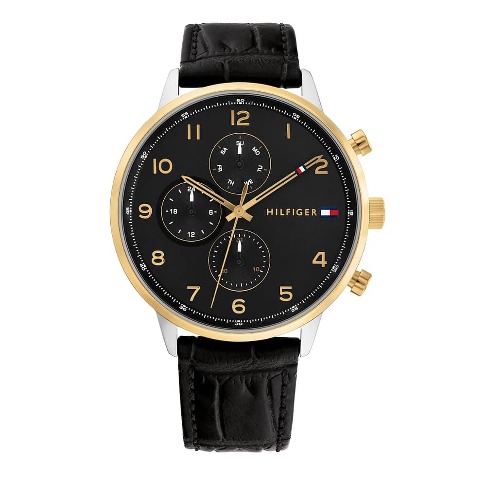 Tommy Hilfiger Men’s Quartz Black Leather Strap Black Dial 44mm Watch 1791986