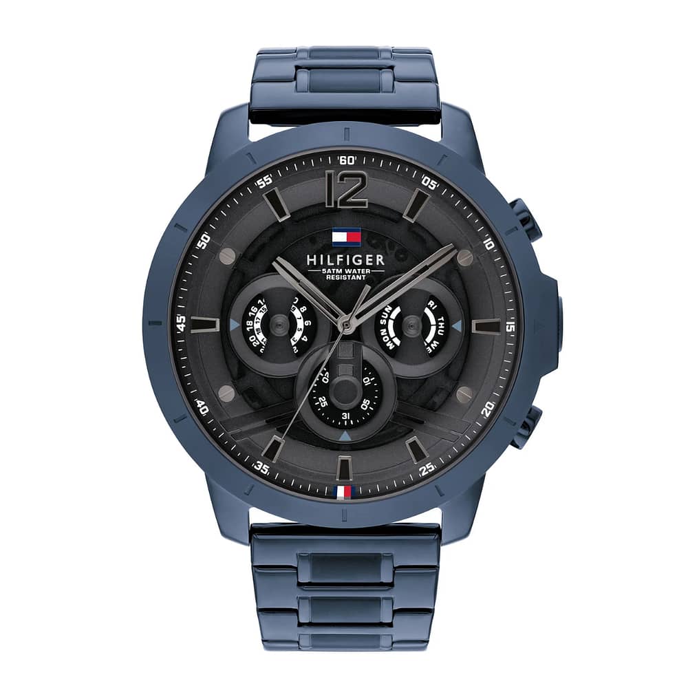 Tommy Hilfiger Men’s Quartz Blue Stainless Steel Grey Dial 50mm Watch 1710493