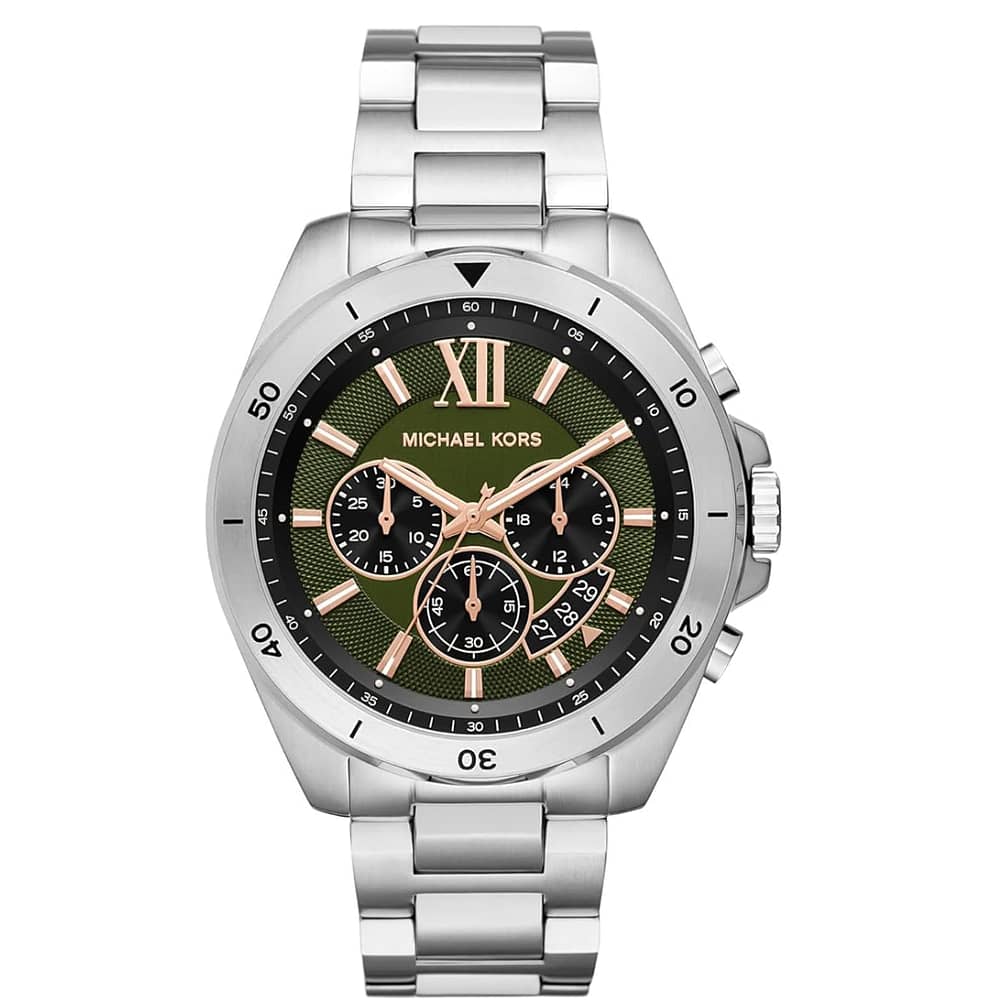 Michael Kors Men’s Quartz Silver Stainless Steel Green Dial 45mm Watch MK8984