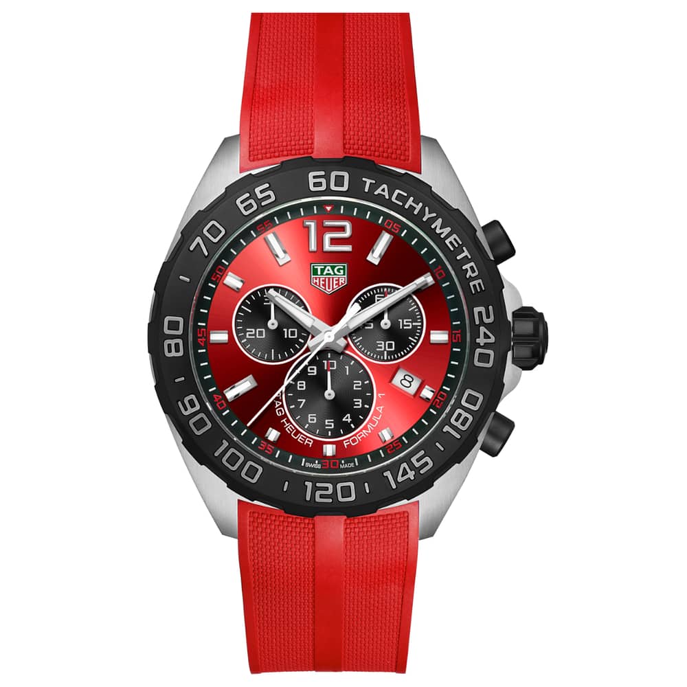 Tag Heuer Formula 1 Men’s Quartz Swiss Made Red Silicone Strap Red Dial 43mm Watch CAZ101AN.FT8055