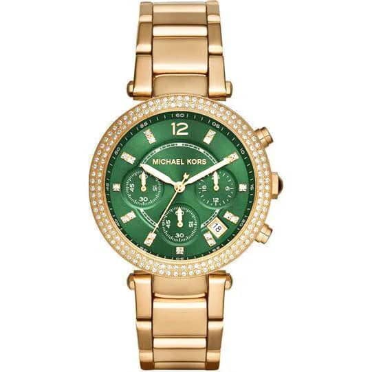 Michael Kors Women’s Quartz Chronograph Stainless Steel Green Dial 38mm Watch MK6263
