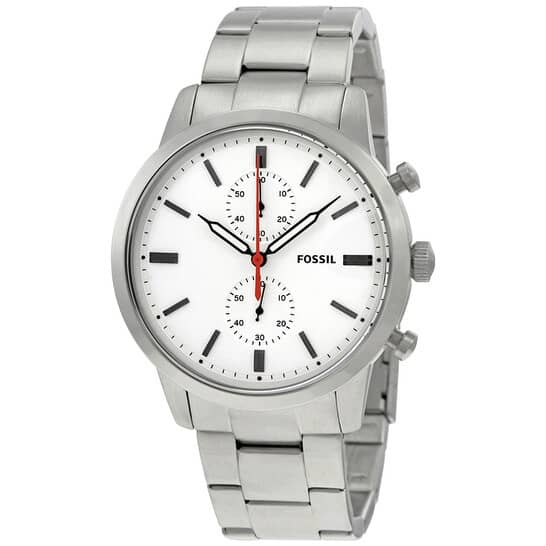 Fossil Men’s Quartz Stainless Steel White Dial 44mm Watch FS5346