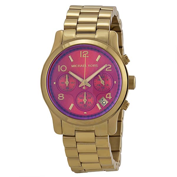 Michael Kors Runway Pink/Yellow Gold Toned Stainless Steel Women's Quartz Watch 38mm MK5939