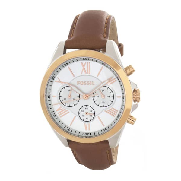 Fossil Men’s Chronograph Quartz Leather Strap Off-White Dial 40mm Watch BQ1485