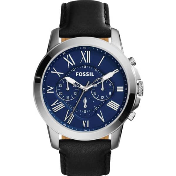 Fossil Men’s Chronograph Quartz Leather Strap Blue Dial 44mm Watch FS4990