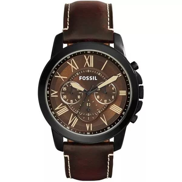 Fossil Men’s Chronograph Quartz Leather Strap Brown Dial 44mm Watch FS5088