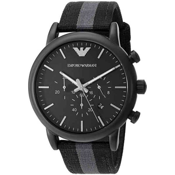 Emporio Armani Men’s Quartz Nylon Strap Black Dial 46mm Watch AR1948