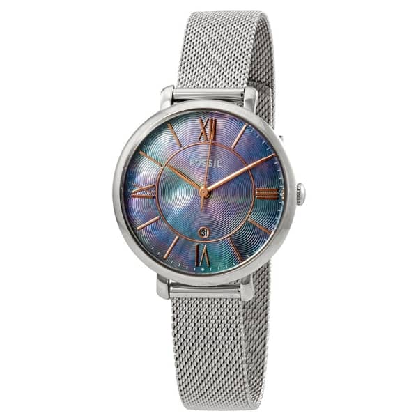 Fossil Women’s Quartz Silver Stainless Steel Blue Mother of Pearl Dial 36mm Watch ES4322
