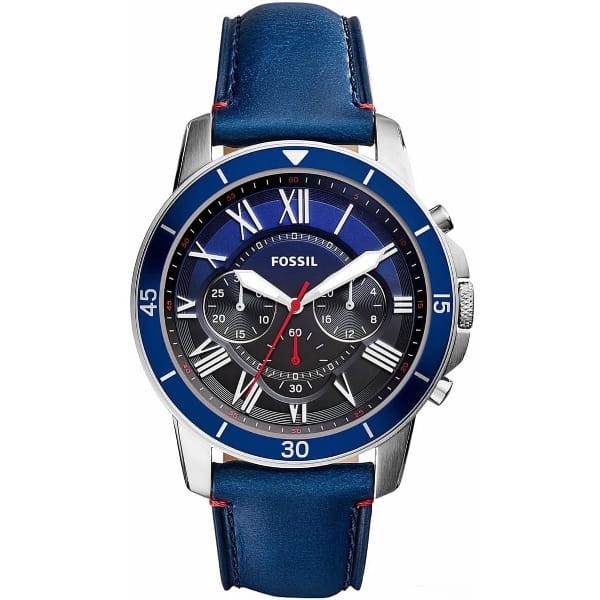 Fossil Men’s Chronograph Quartz Leather Strap Multi Color Dial 44mm Watch FS5373