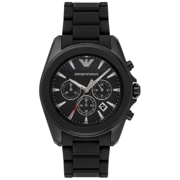 Emporio Armani Men’s Analogue Quartz Black Silicone & Stainless Steel Black Dial 44mm Watch AR6092