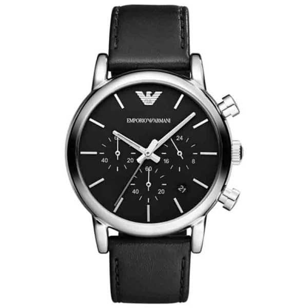 Emporio Armani Men’s Quartz Black Leather Strap Black Dial 46mm Watch AR8029