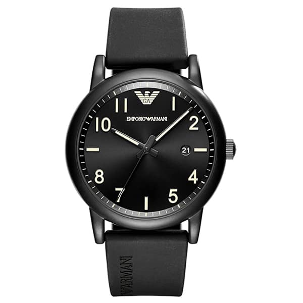 Emporio Armani Men’s Quartz Silicone Strap Black Dial 43mm Watch AR11071