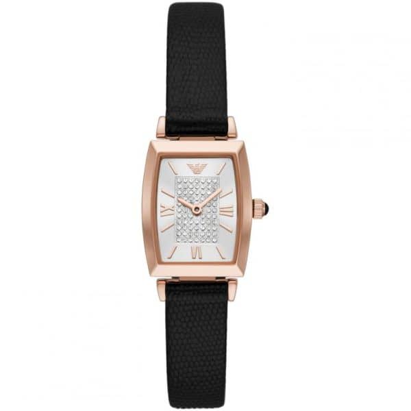 Emporio Armani Women’s Quartz Leather Strap White Pave Dial 26mm Watch AR11408
