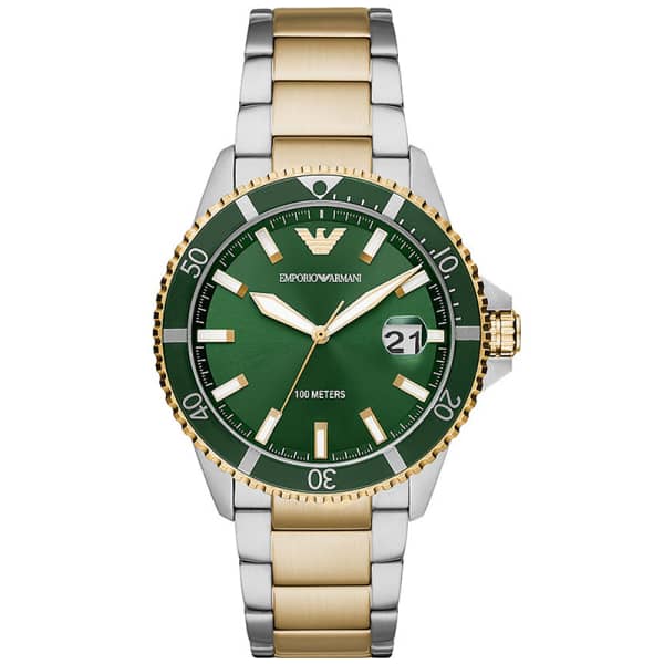 Emporio Armani Men’s Quartz Two-tone Stainless Steel Green Dial 42mm Watch AR80063