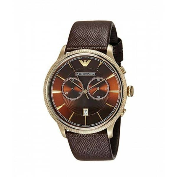 Emporio Armani Men’s Quartz Leather Strap Brown Dial 43mm Watch AR1793