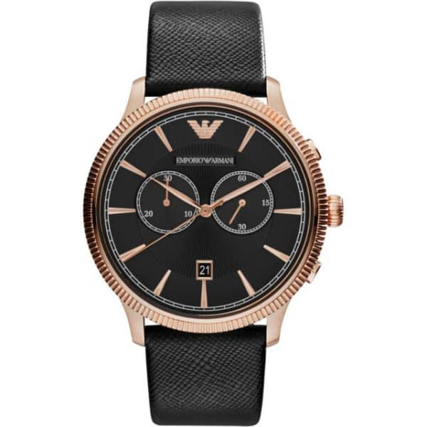 Emporio Armani Men’s Quartz Leather Strap Black Dial 43mm Watch AR1792