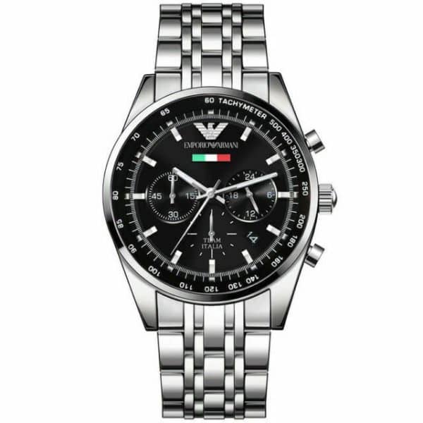 Emporio Armani Men’s Chronograph Stainless Steel Black Dial 46mm Watch AR5983
