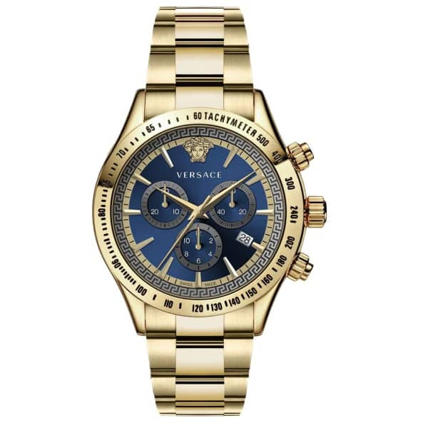 Versace Men’s Chrono Classic chronograph Gold Stainless Blue Dial 44mm Watch VEV700619