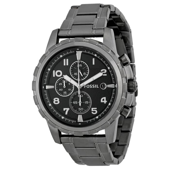 Fossil Men’s Chronograph Quartz Stainless Steel Black Dial 45mm Watch FS4721