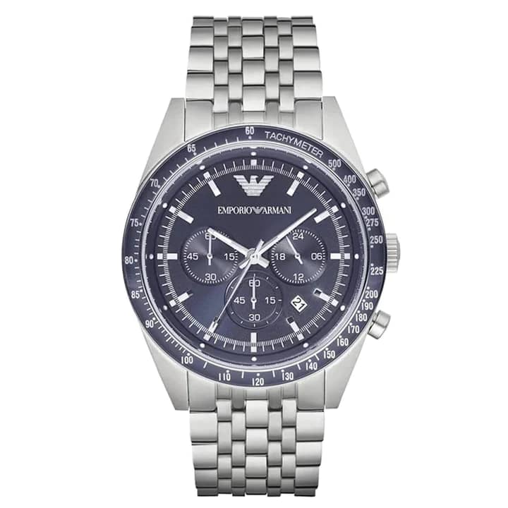 Emporio Armani Men’s Chronograph Quartz Stainless Steel Blue Dial 46mm Watch AR6072