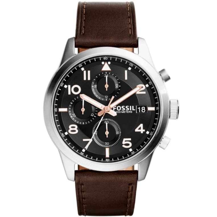 Fossil Men’s Quartz Leather Strap Black Dial 44mm Watch FS5139