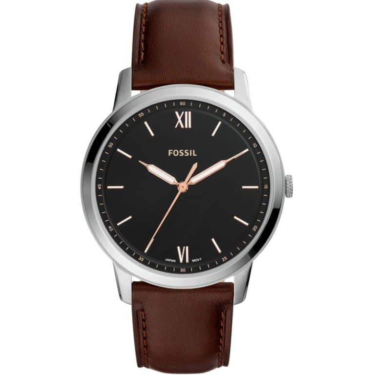 Fossil Men’s Quartz Leather Strap Black Dial 44mm Watch FS5464
