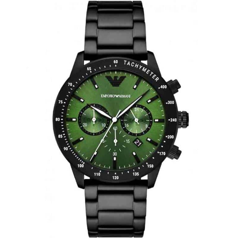 Emporio Armani Men’s Chronograph Stainless Steel Green Dial 43mm Watch AR11472