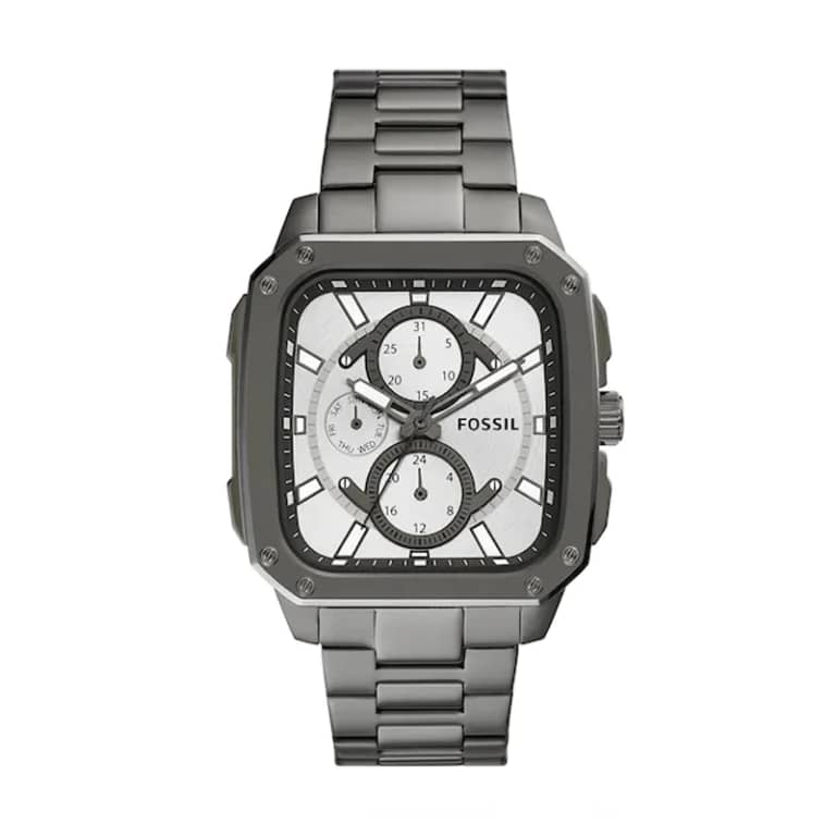 Fossil Men’s Quartz Grey Stainless Steel Silver Dial 42mm Watch BQ2657