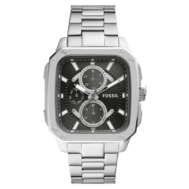 Fossil Men’s Quartz Silver Stainless Steel Black Dial 42mm Watch BQ2655