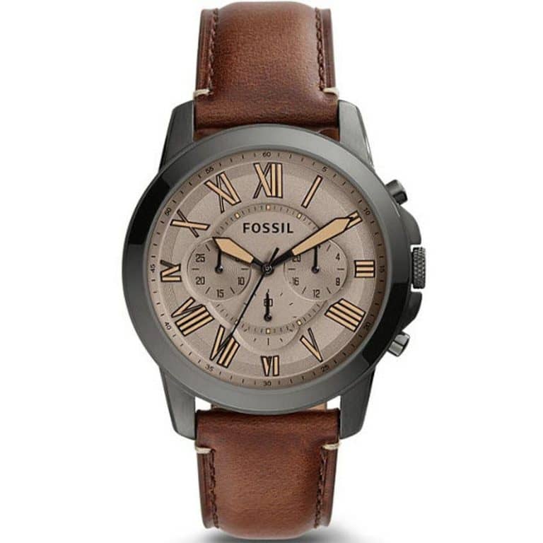 Fossil Men’s Quartz Leather Strap Brown Dial 44mm Watch FS5214