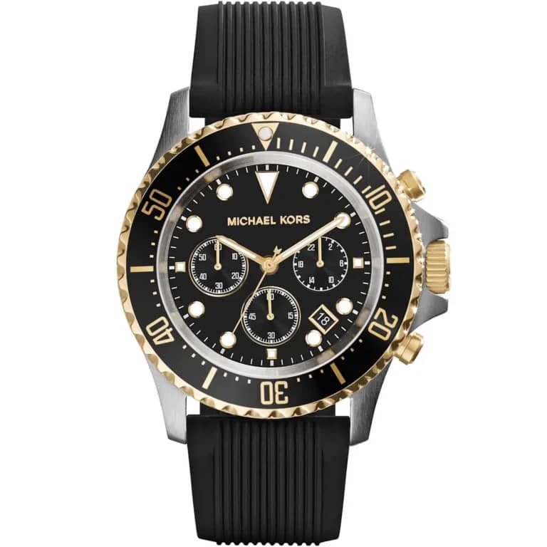 Michael Kors Men’s Quartz Black Silicone Strap Black Dial 45mm Watch MK8366