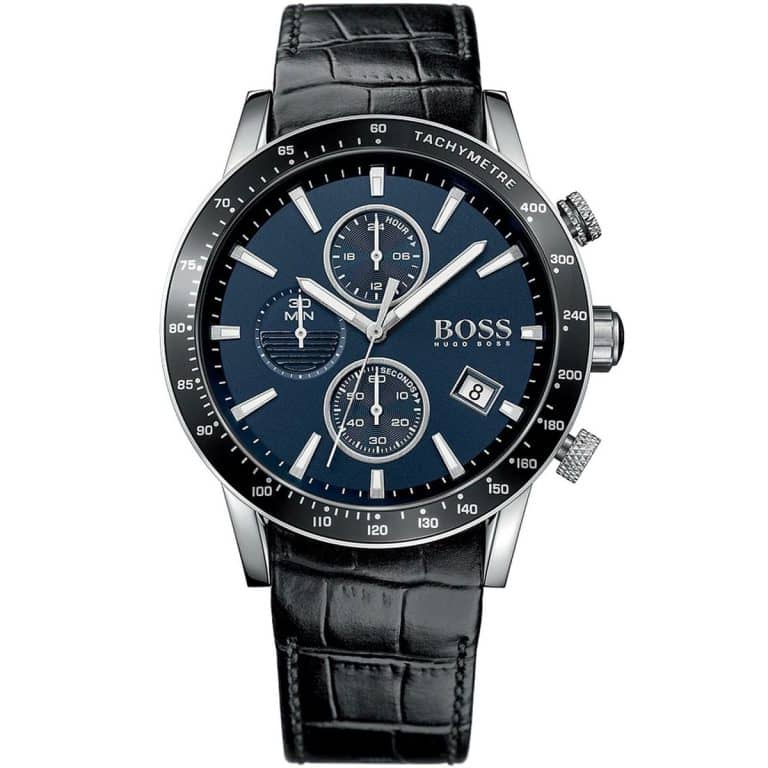 Hugo Boss Men’s Chronograph Quartz Leather Strap Blue Dial 44mm Watch 1513391