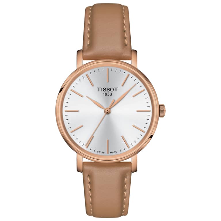 Tissot Women’s Quartz Swiss Made Beige Leather Strap White Dial 34mm Watch T143.210.36.011.00