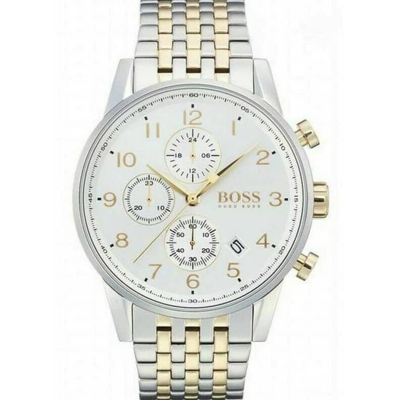 Hugo Boss Navigator Men’s Chronograph Quartz Stainless Steel White Dial Watch 44mm 1513499