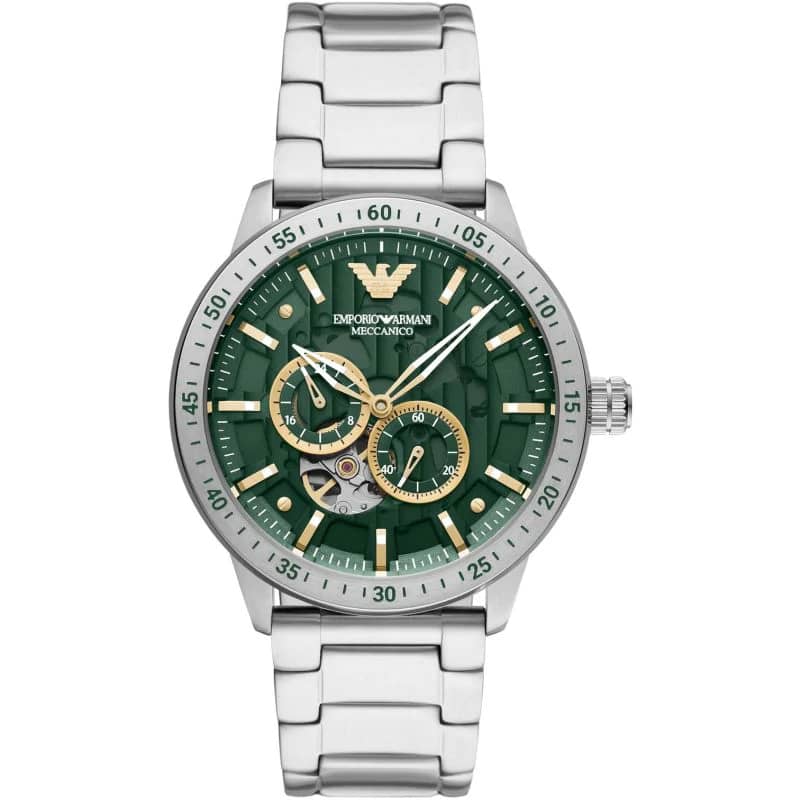 Emporio Armani Automatic Silver Stainless Steel Green Dial Men’s Watch 43mm AR60053