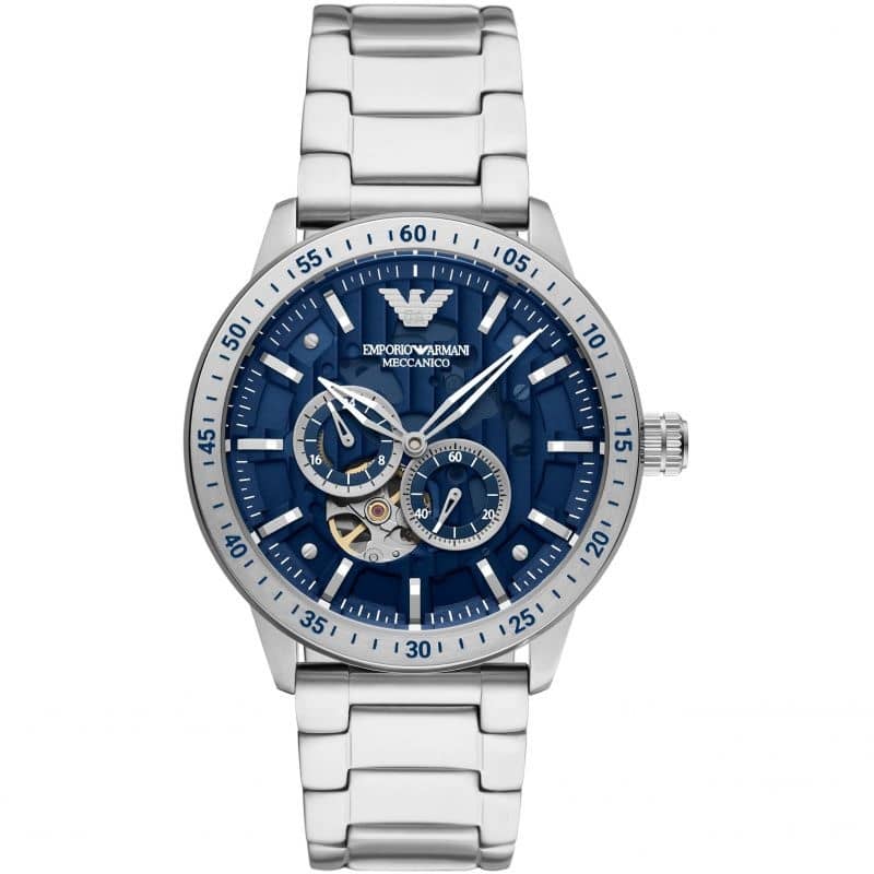 Emporio Armani Automatic Silver Stainless Steel Blue Dial Men’s Watch 43mm AR60052