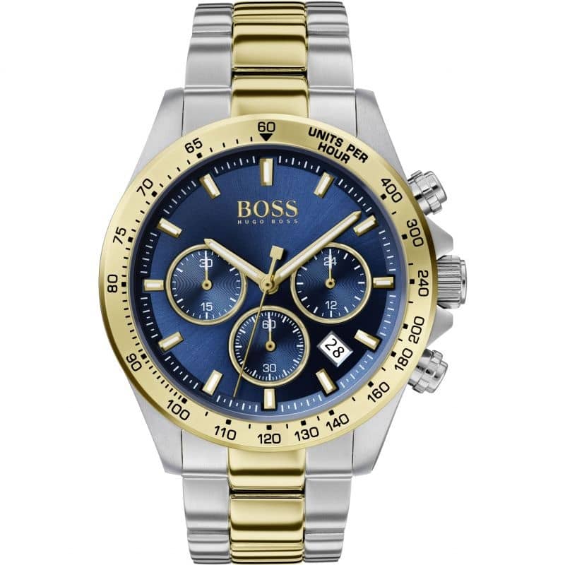 Hugo Boss Hero Two-Tone Stainless Steel Blue Dial Chronograph Quartz Watch 45mm 1513767