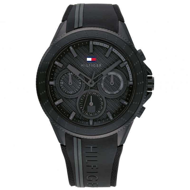 Tommy Hilfiger Men’s Quartz Black Silicone Strap Black Dial Watch 47mm 1791861