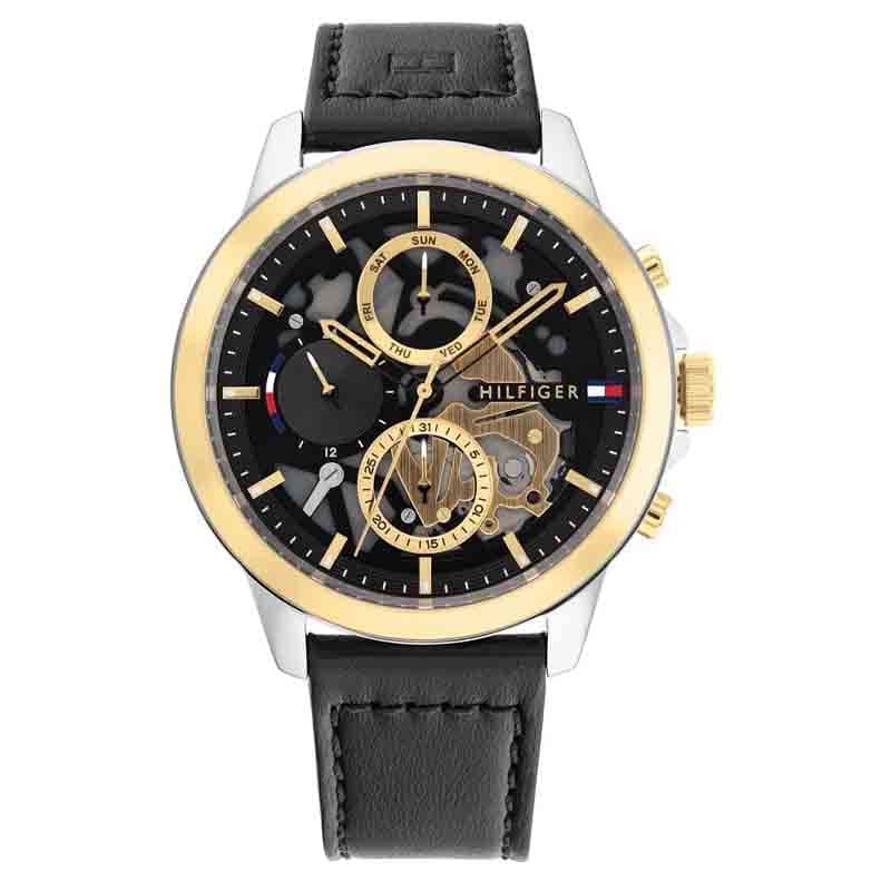 Tommy Hilfiger Men’s Quartz Black Leather Strap Black Dial 44mm Watch 1710474