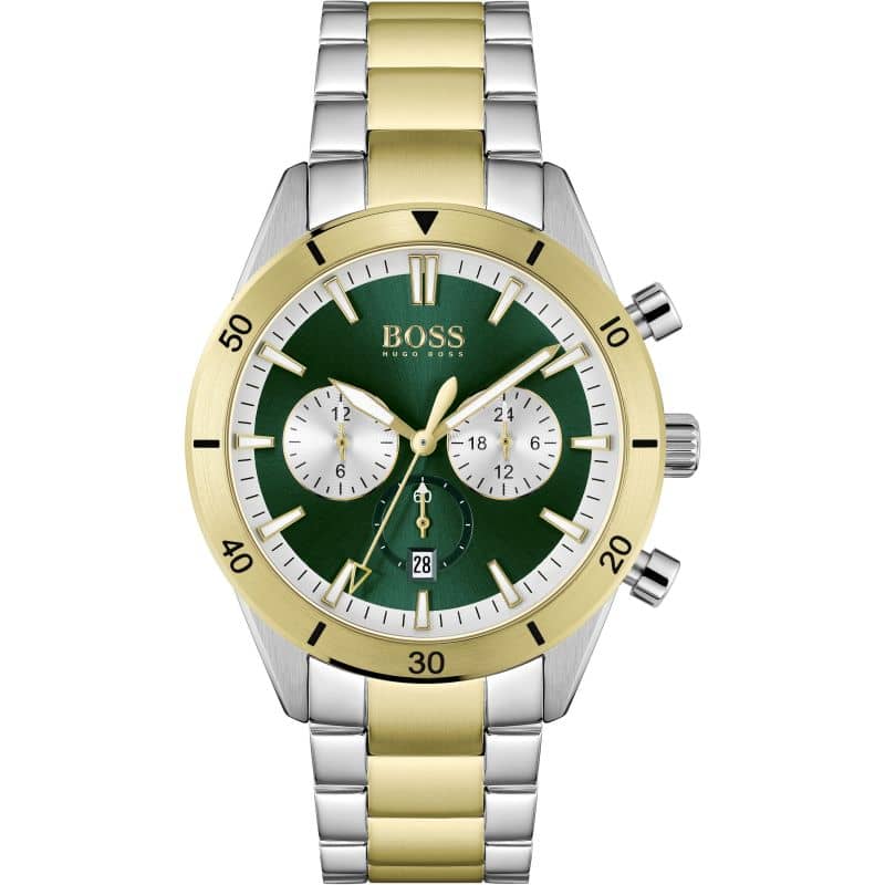 Hugo Boss Men’s Chronograph Quartz Stainless Steel Green Dial 44mm Watch 1513872