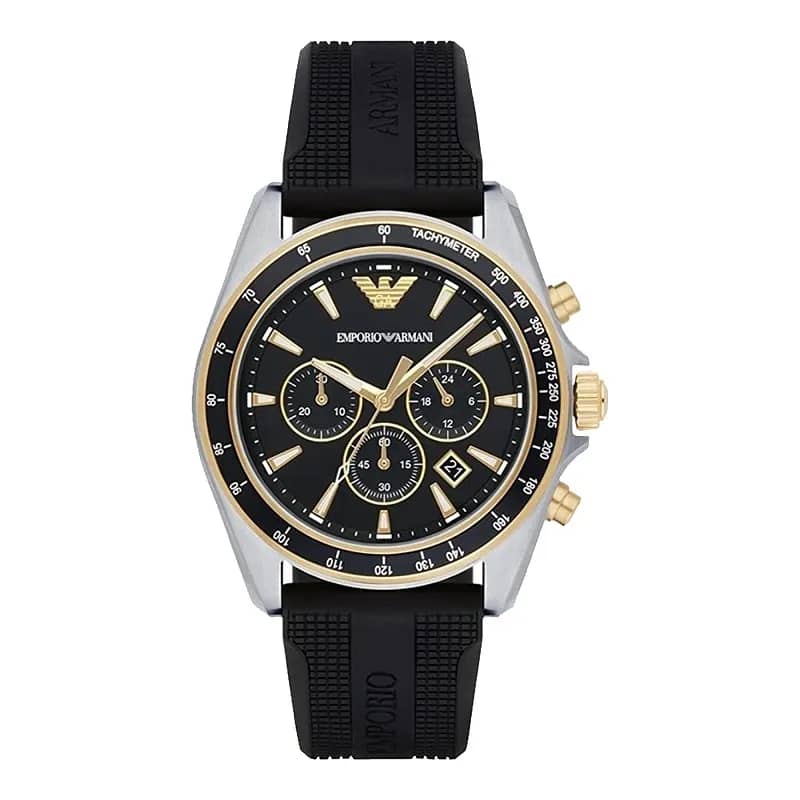Emporio Armani Men’s Chronograph Quartz Black Silicone Strap 44mm Watch AR80003