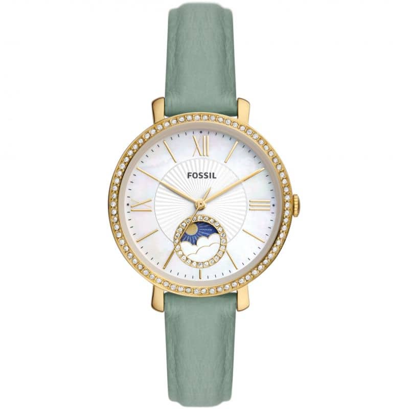 Fossil Women’s Quartz Green Leather Strap Mother OF Pearl Dial 36mm Watch ES5168