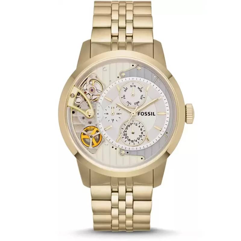 Fossil Men’s Mechanical Gold Stainless Steel Skeleton Dial 44mm Watch ME1137