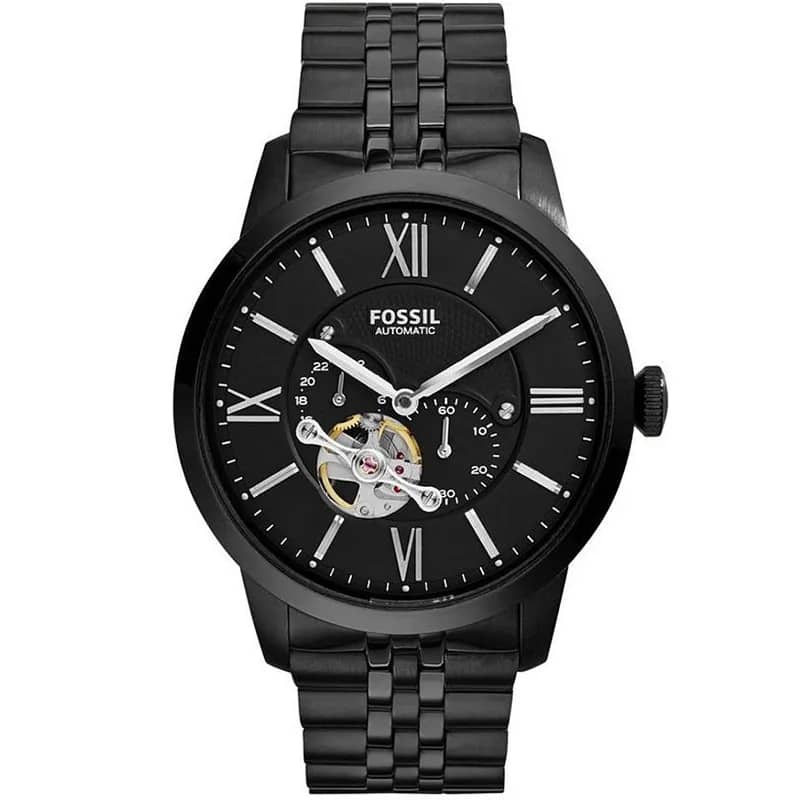 Fossil Men’s Automatic Black Stainless Steel Black Skeleton Dial 45mm Watch ME3062